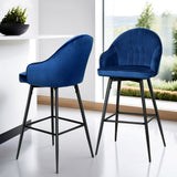 Massage Chairs: Artiss 4x Bar Stools Velvet Swivel Metal Legs Blue