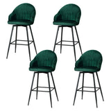 Massage Chairs: Artiss 4x Bar Stools Velvet Swivel Metal Legs Green