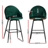 Massage Chairs: Artiss 4x Bar Stools Velvet Swivel Metal Legs Green