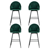 Massage Chairs: Artiss 4x Bar Stools Velvet Swivel Metal Legs Green