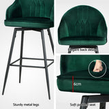 Massage Chairs: Artiss 4x Bar Stools Velvet Swivel Metal Legs Green