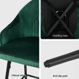 Massage Chairs: Artiss 4x Bar Stools Velvet Swivel Metal Legs Green