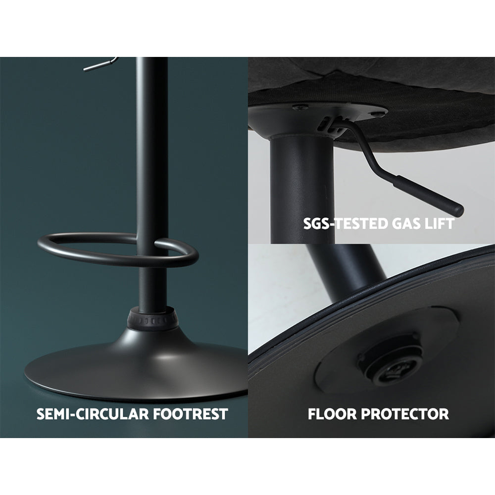 Table & Bar Stools: Artiss 2x Bar Stools Gas Lift Vintage Leather Black