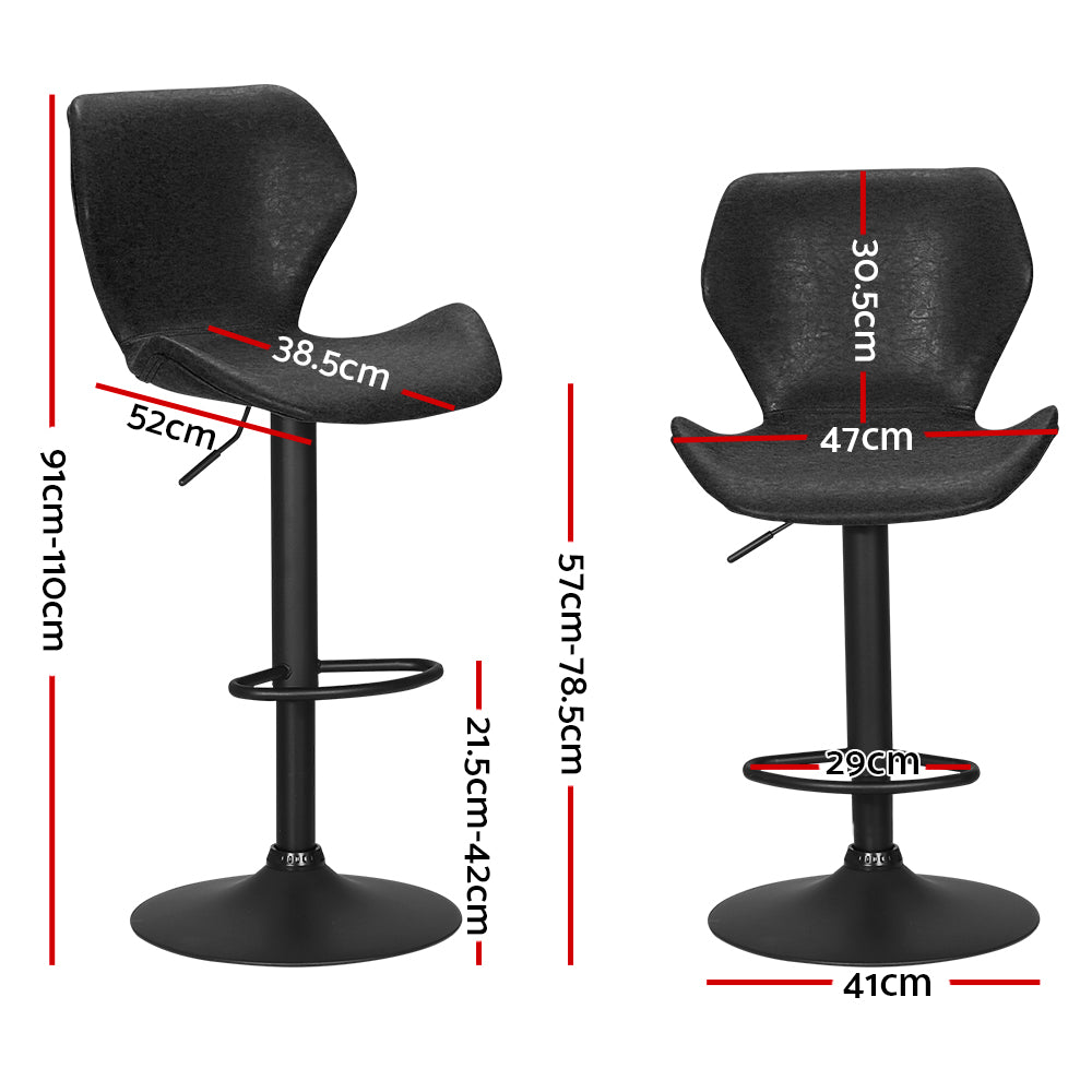 Table & Bar Stools: Artiss Bar Stools Kitchen Counter Stools Swivel Gas Lift Vintage Chairs Black x2
