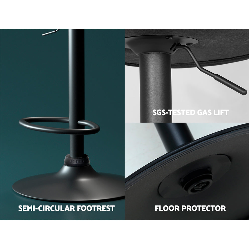 Table & Bar Stools: Artiss Bar Stools Kitchen Counter Stools Swivel Gas Lift Vintage Chairs Black x2