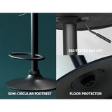 Table & Bar Stools: Artiss Bar Stools Kitchen Counter Stools Swivel Gas Lift Vintage Chairs Black x2