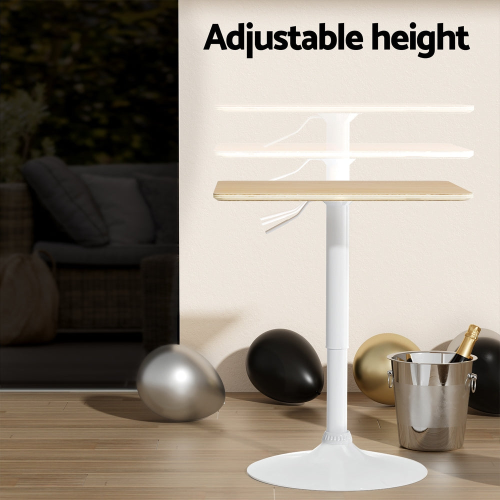 Dining Tables: Artiss Bar Table Swivel Base Gas Lift Counter Dining Table 60CM Square Pine