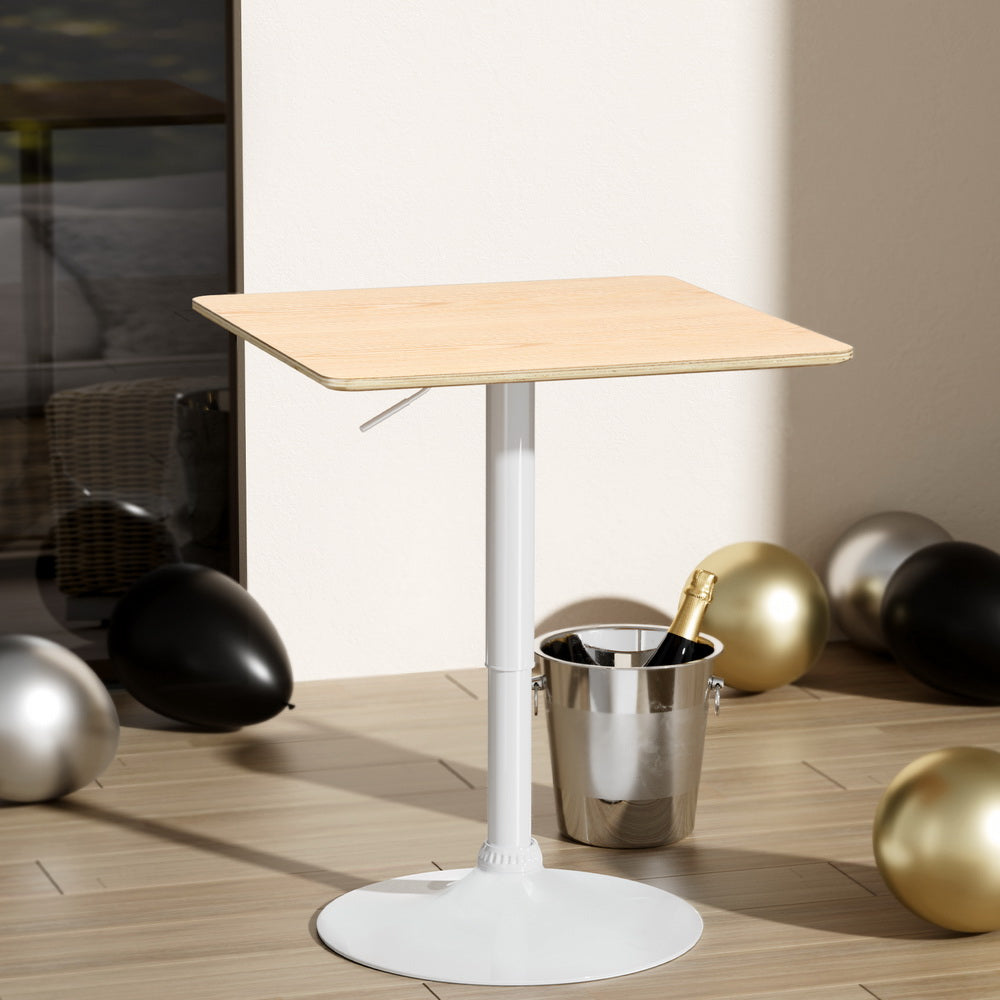 Dining Tables: Artiss Bar Table Swivel Base Gas Lift Counter Dining Table 60CM Square Pine