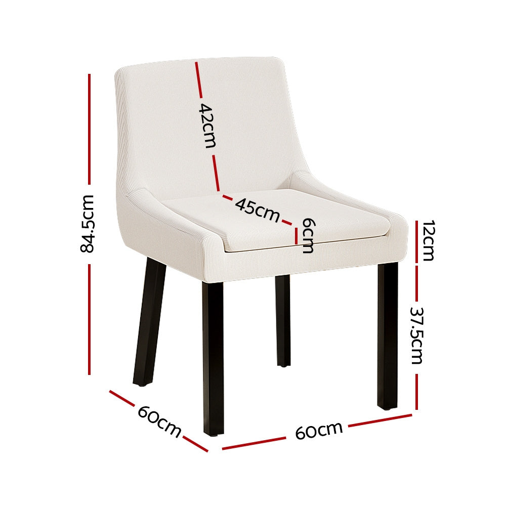 Kitchen & Dining Chairs: Artiss Dining Chairs Set of 2 Corduroy Wooden Beige