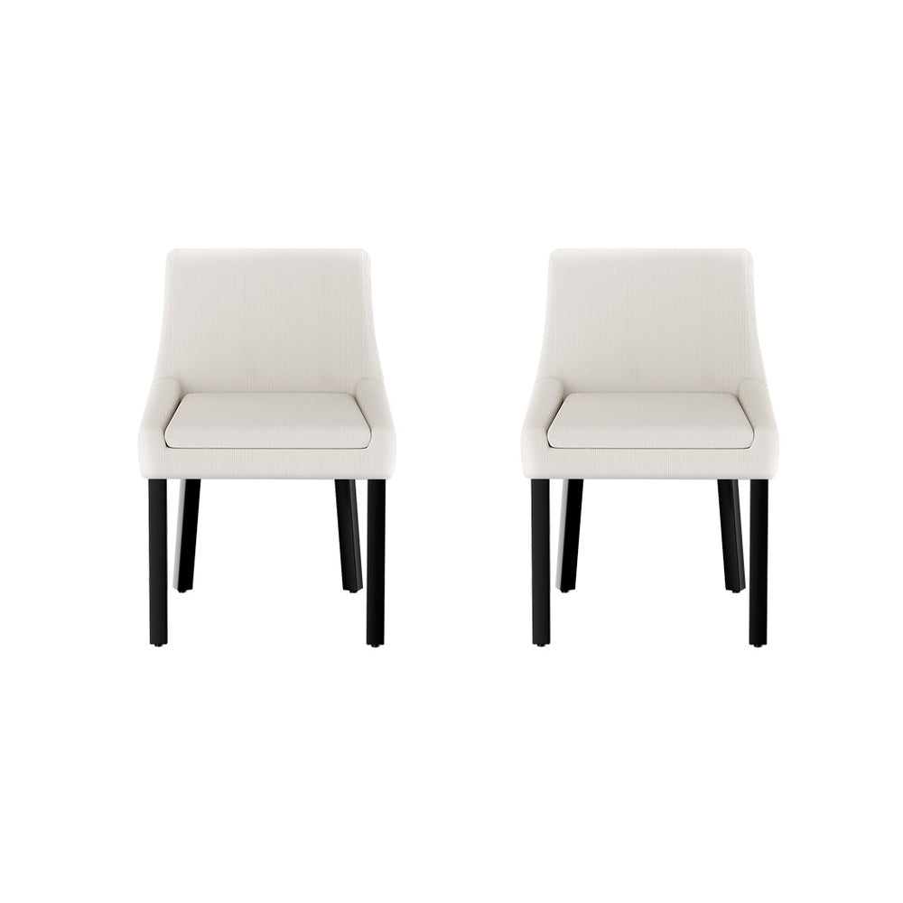 Kitchen & Dining Chairs: Artiss Dining Chairs Set of 2 Corduroy Wooden Beige