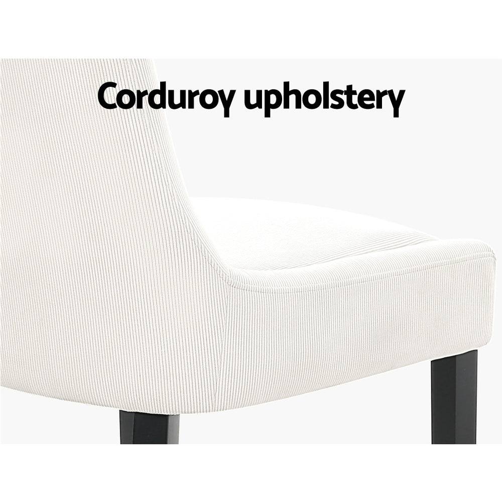 Kitchen & Dining Chairs: Artiss Dining Chairs Set of 2 Corduroy Wooden Beige