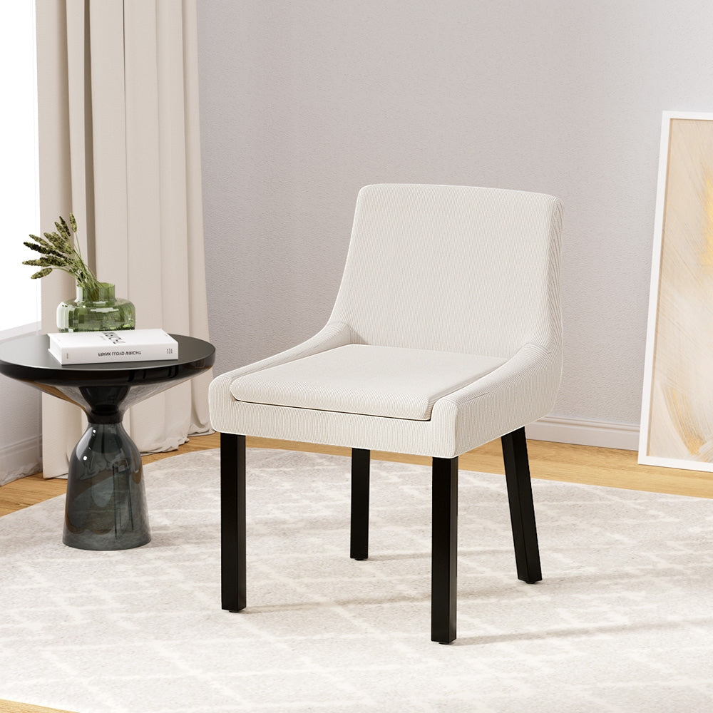 Kitchen & Dining Chairs: Artiss Dining Chairs Set of 2 Corduroy Wooden Beige