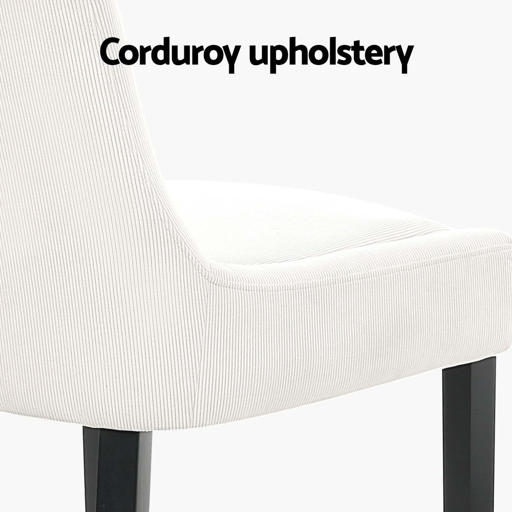 Kitchen & Dining Chairs: Artiss Dining Chairs Set of 4 Corduroy Wooden Beige