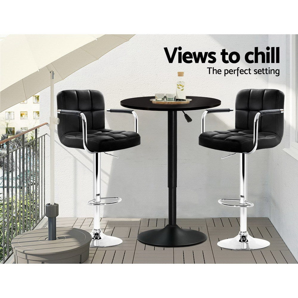 Dining Tables: Artiss Bar Table Gas Lift Round Black