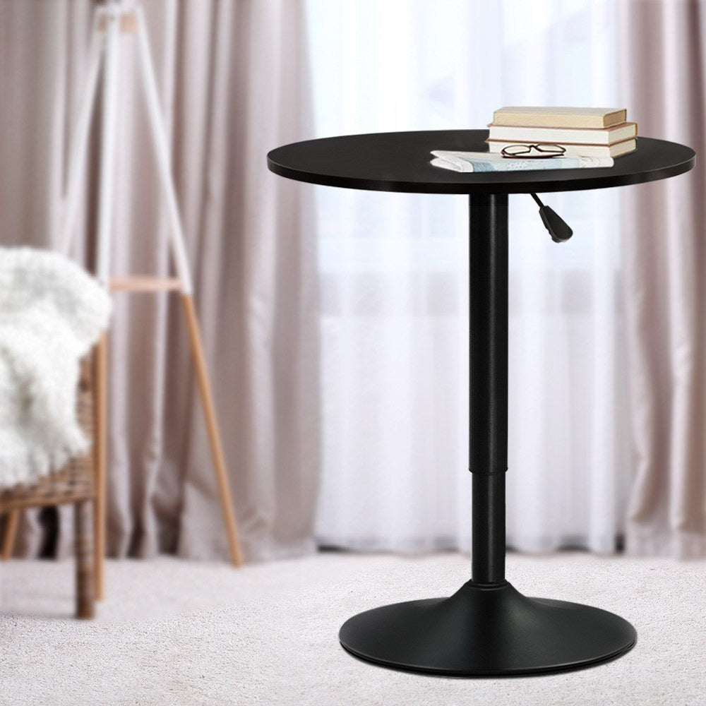 Dining Tables: Artiss Bar Table Gas Lift Round Black