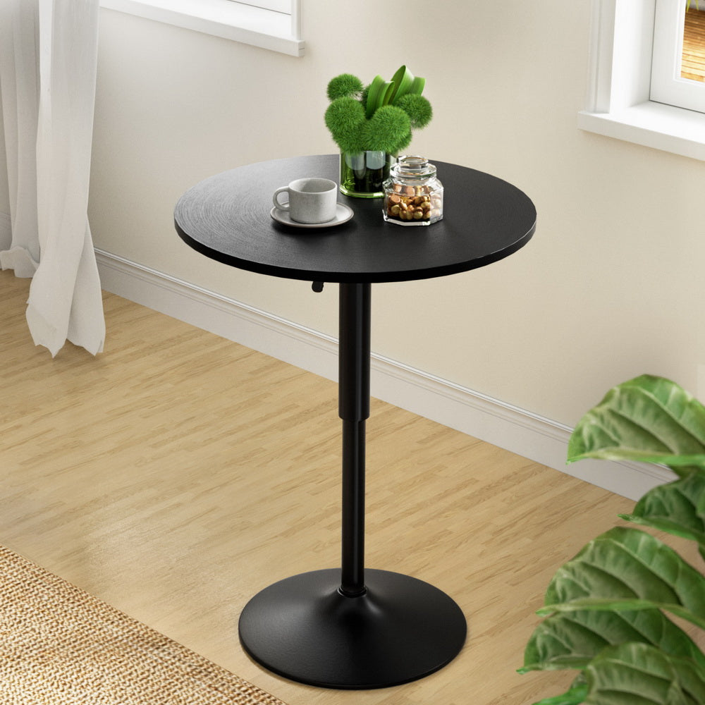 Dining Tables: Artiss Bar Table Gas Lift Round Black