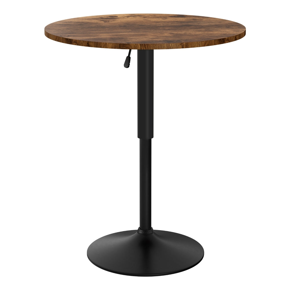 Table & Bar Stools: Artiss Height Adjustable Bar Table 360 Swivel Round Gaslift Design 60cm Rustic Brown Black