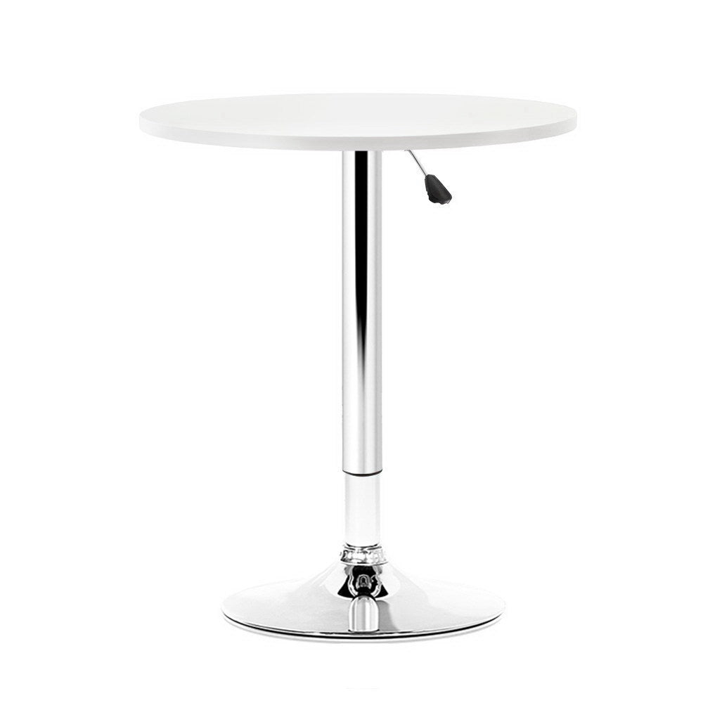 Dining Tables: Artiss Bar Table Gas Lift Round White