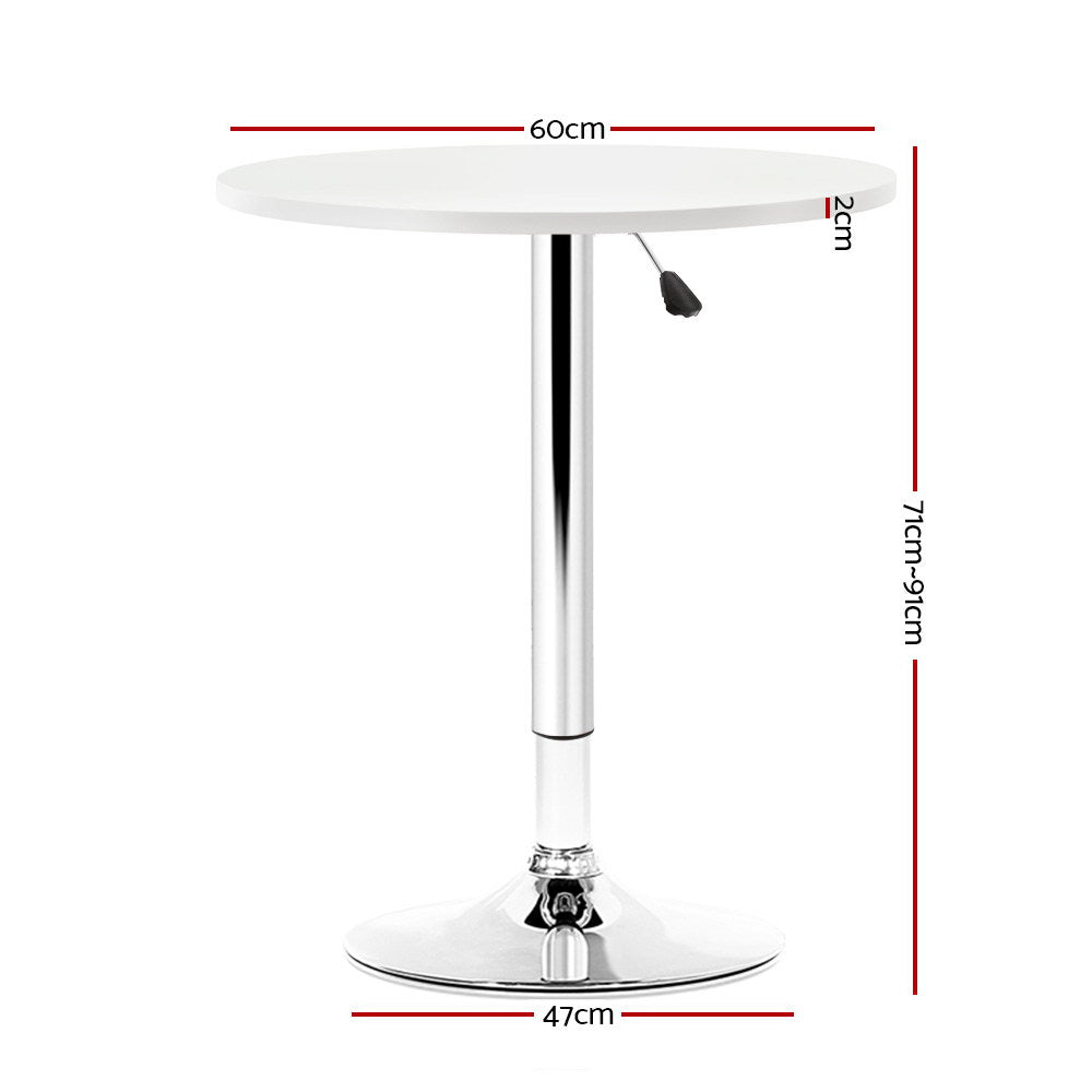 Dining Tables: Artiss Bar Table Gas Lift Round White
