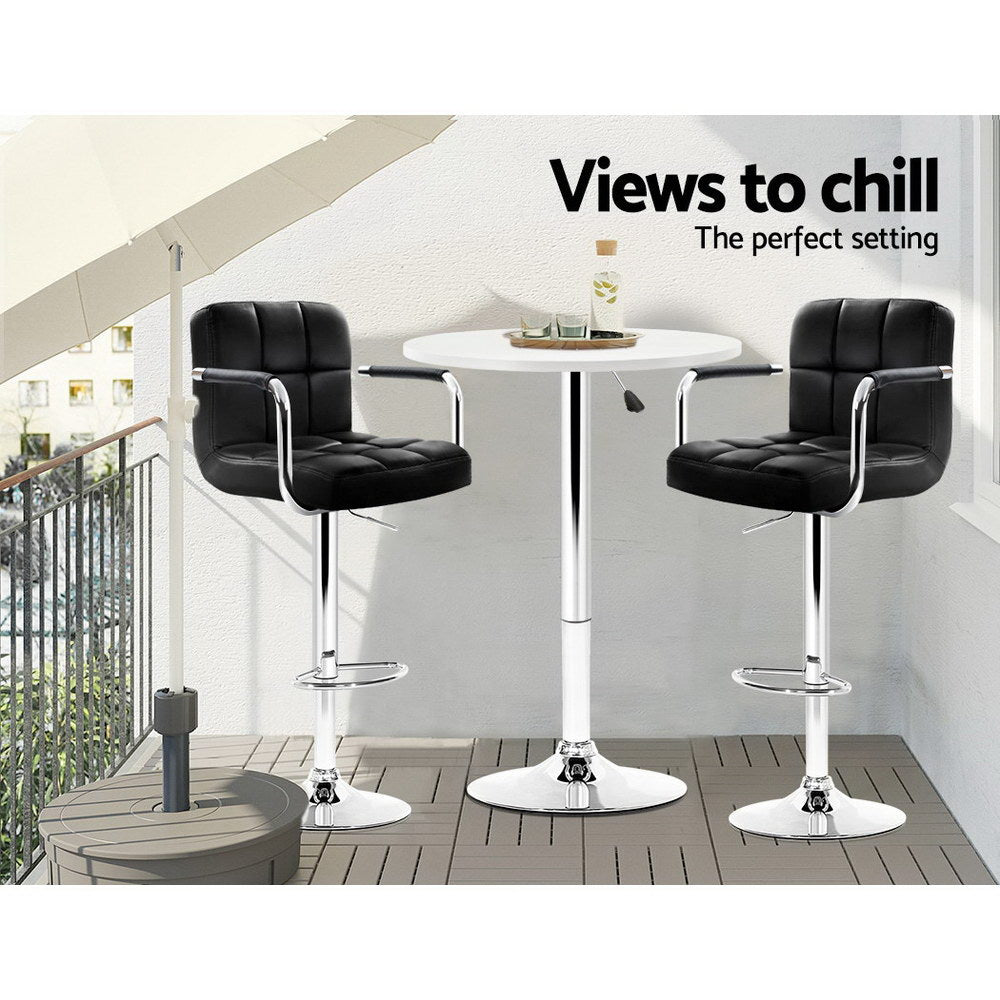 Dining Tables: Artiss Bar Table Gas Lift Round White
