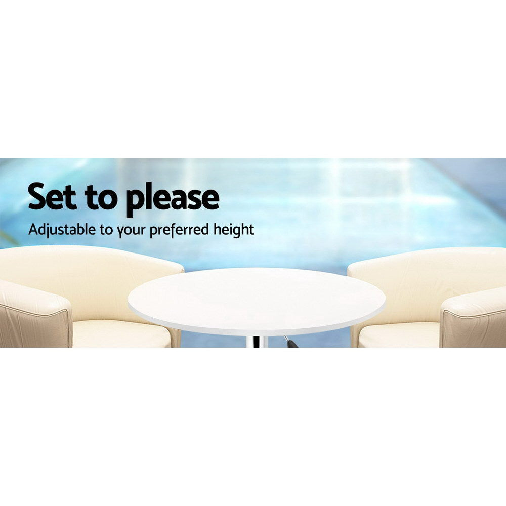 Dining Tables: Artiss Bar Table Gas Lift Round White