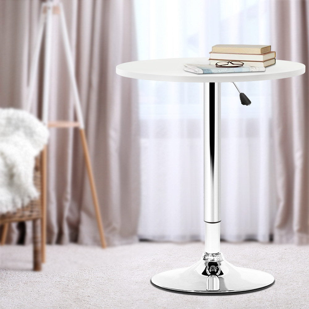 Dining Tables: Artiss Bar Table Gas Lift Round White