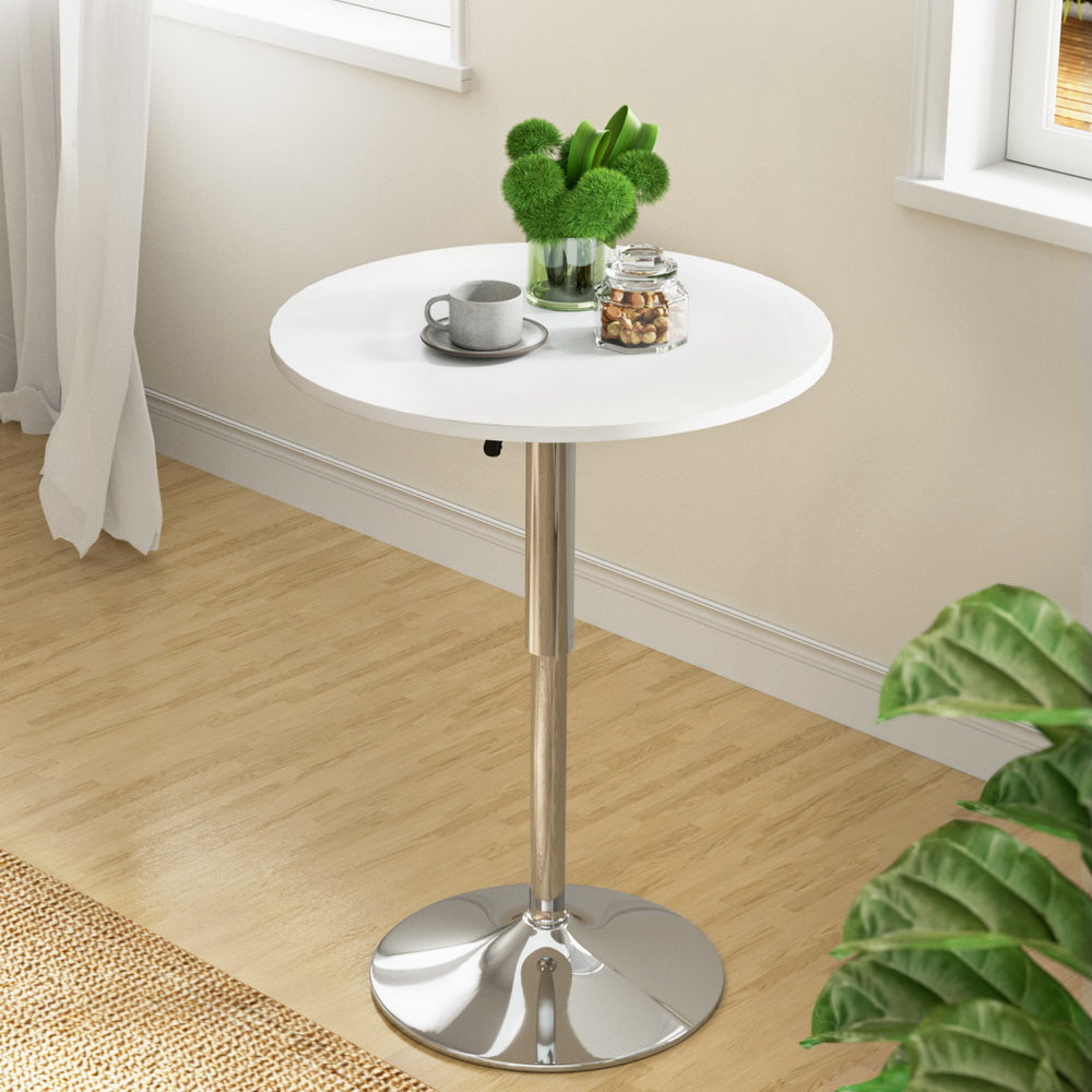 Dining Tables: Artiss Bar Table Gas Lift Round White