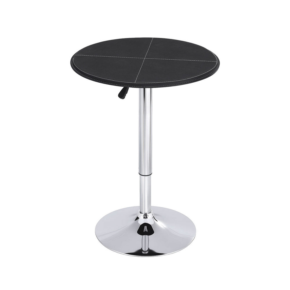 Table & Bar Stools: Artiss Bar Table Round Swivel Height Adjustable 62cm Modern PVC Leather Black