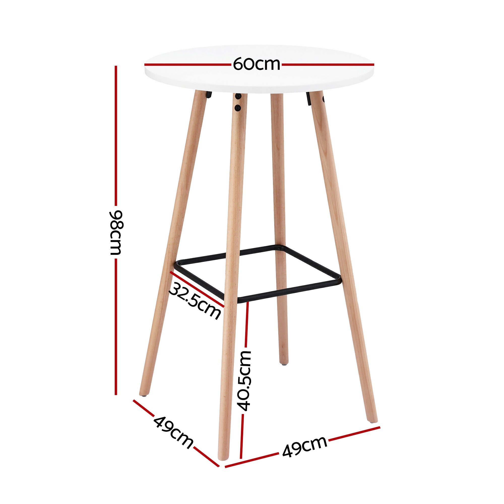 Coffee Tables: Artiss Bar Table Round Counter Kitchen Dining Desk Pub 98cm Height Wood White
