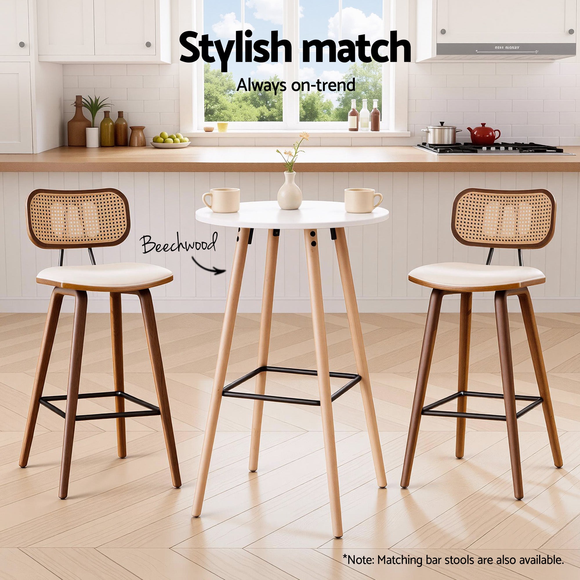 Coffee Tables: Artiss Bar Table Round Counter Kitchen Dining Desk Pub 98cm Height Wood White