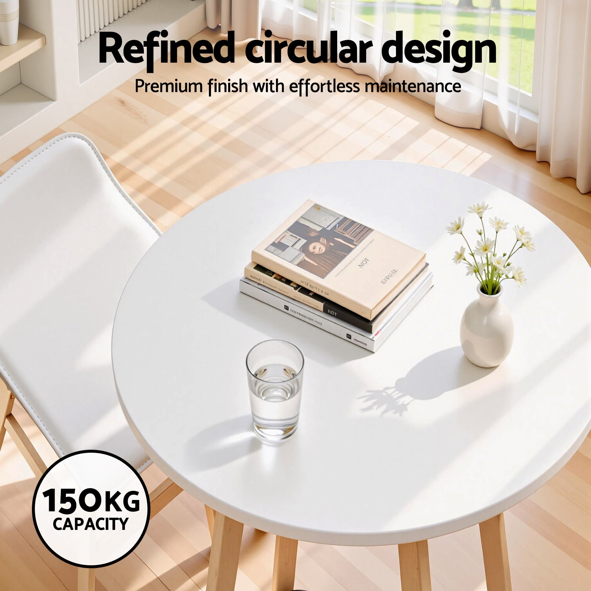 Coffee Tables: Artiss Bar Table Round Counter Kitchen Dining Desk Pub 98cm Height Wood White