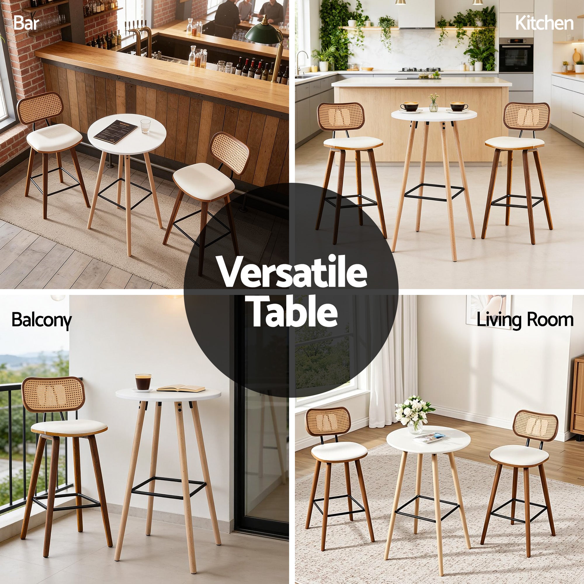 Coffee Tables: Artiss Bar Table Round Counter Kitchen Dining Desk Pub 98cm Height Wood White