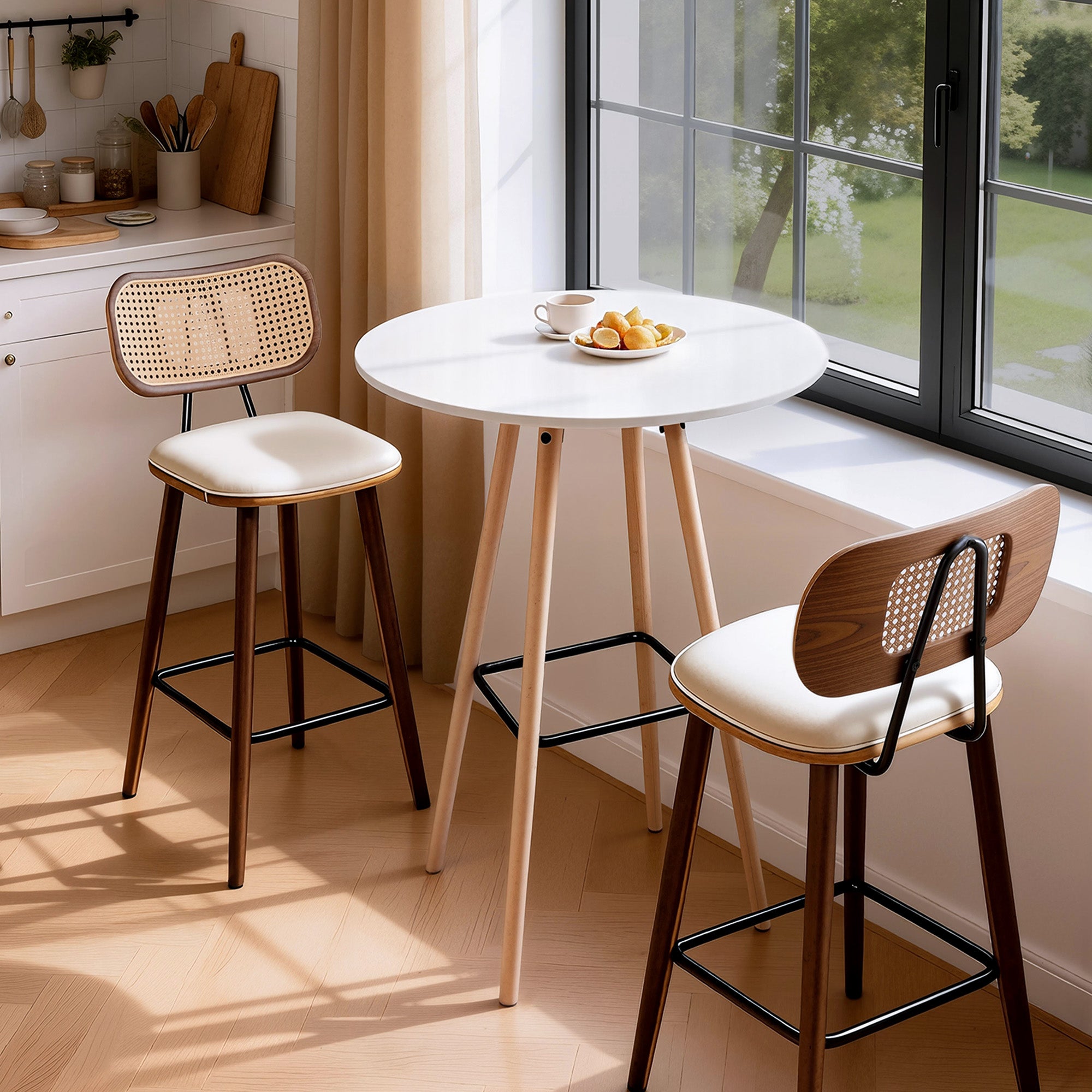 Coffee Tables: Artiss Bar Table Round Counter Kitchen Dining Desk Pub 98cm Height Wood White