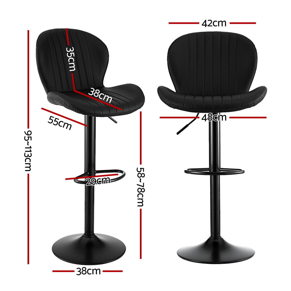 Table & Bar Stools: Artiss 4x Bar Stools Kitchen Swivel Gas Lift Counter Chair Shell Leather Black