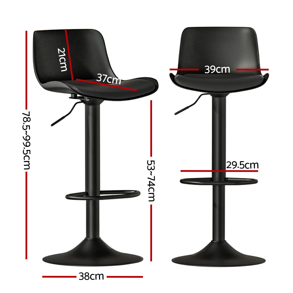 Table & Bar Stools: Artiss 2x Bar Stools Padded Seat Gas Lift Black