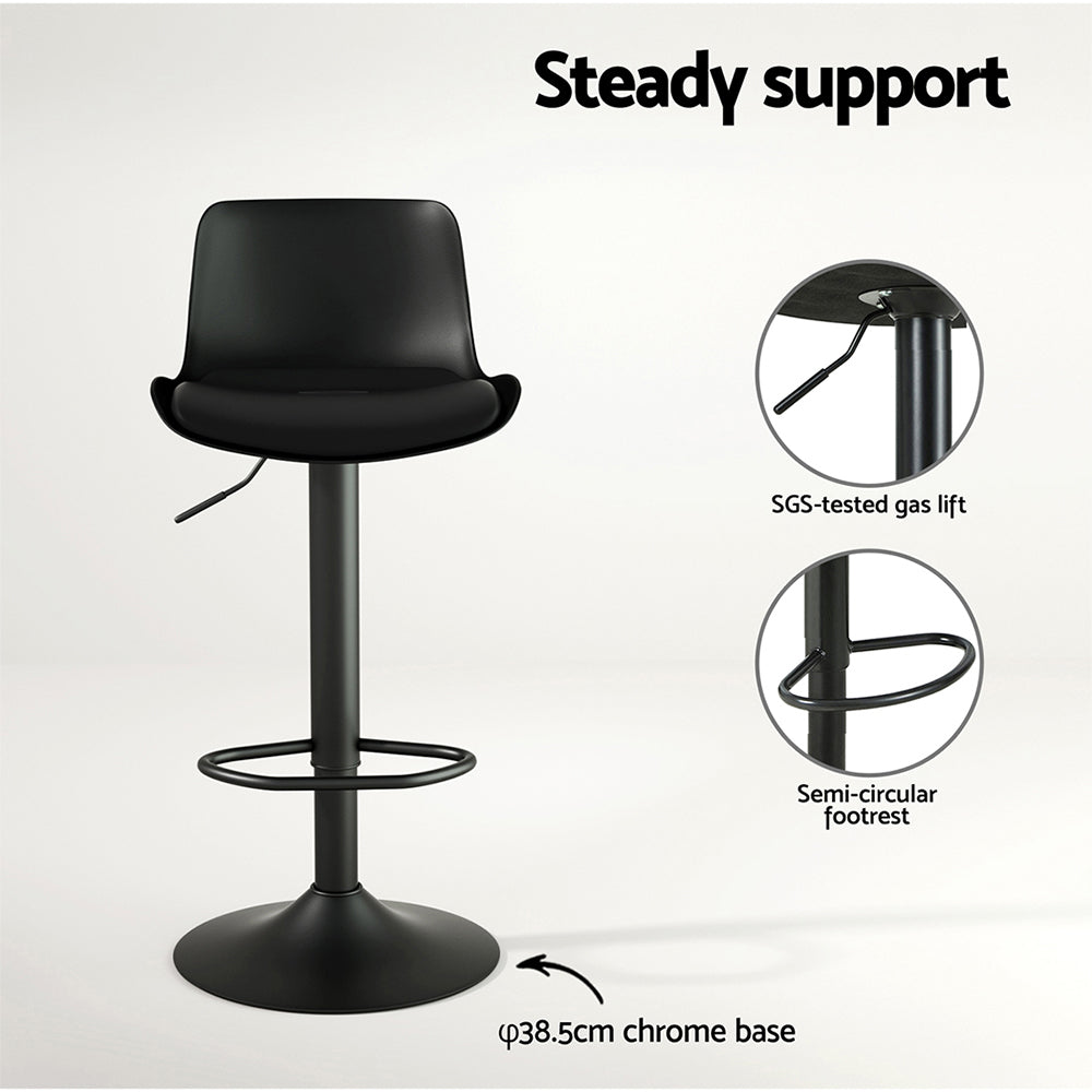 Table & Bar Stools: Artiss 2x Bar Stools Padded Seat Gas Lift Black