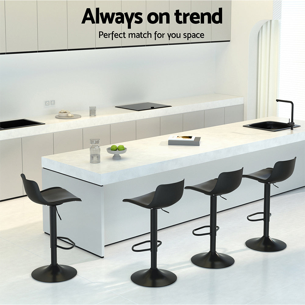 Table & Bar Stools: Artiss 2x Bar Stools Padded Seat Gas Lift Black