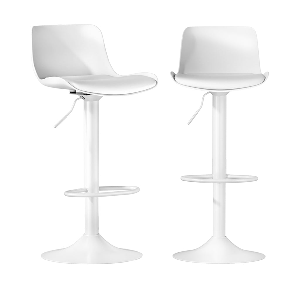 Table & Bar Stools: Artiss Bar Stools Kitchen Swivel Gas Lift Stool Leather Dining Chairs White x2
