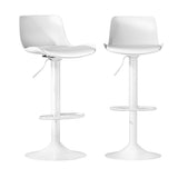 Table & Bar Stools: Artiss Bar Stools Kitchen Swivel Gas Lift Stool Leather Dining Chairs White x2