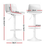 Table & Bar Stools: Artiss Bar Stools Kitchen Swivel Gas Lift Stool Leather Dining Chairs White x2