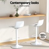 Table & Bar Stools: Artiss Bar Stools Kitchen Swivel Gas Lift Stool Leather Dining Chairs White x2
