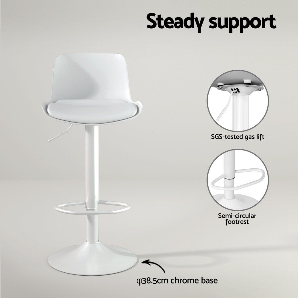 Table & Bar Stools: Artiss Bar Stools Kitchen Swivel Gas Lift Stool Leather Dining Chairs White x2