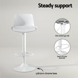Table & Bar Stools: Artiss Bar Stools Kitchen Swivel Gas Lift Stool Leather Dining Chairs White x2