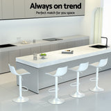 Table & Bar Stools: Artiss Bar Stools Kitchen Swivel Gas Lift Stool Leather Dining Chairs White x2
