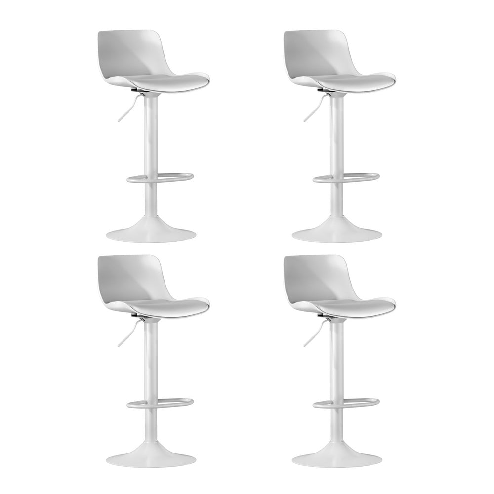 Table & Bar Stools: 4x Artiss Bar Stools Kitchen Swivel Gas Lift Stool Leather Dining Chairs White