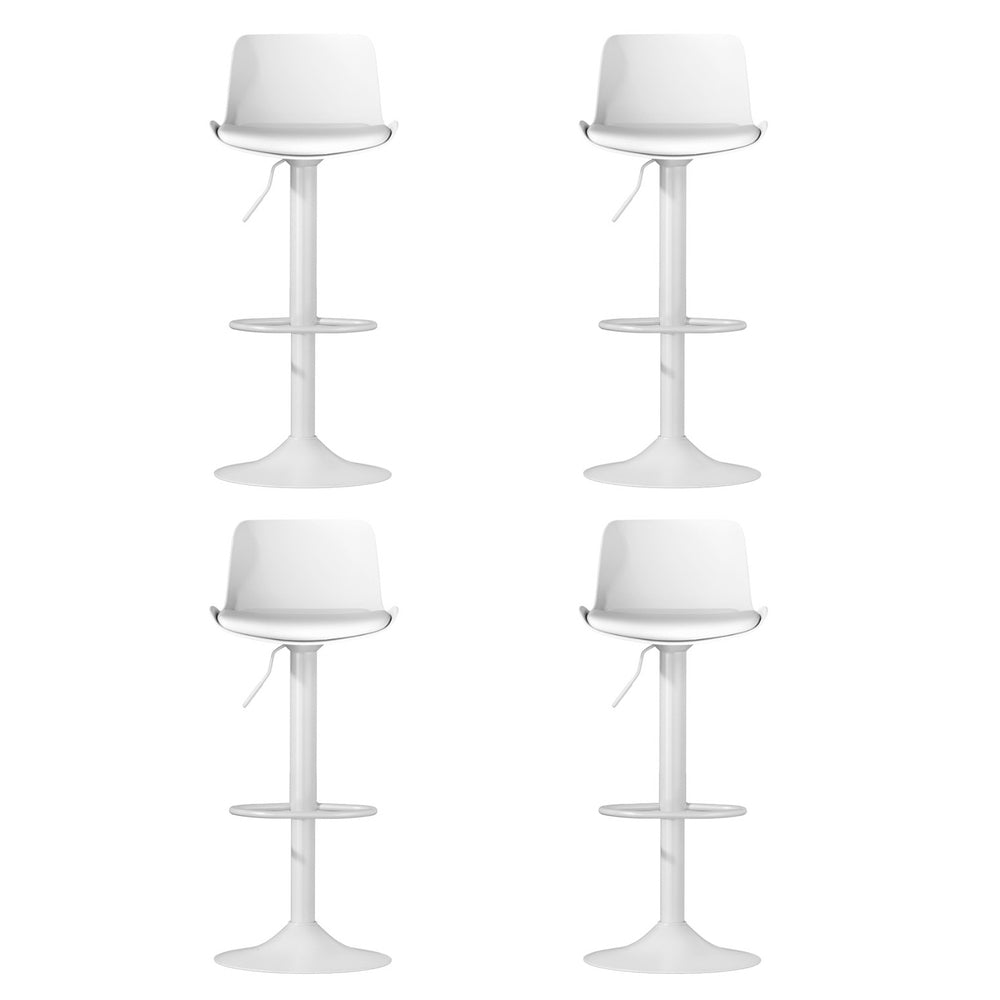 Table & Bar Stools: 4x Artiss Bar Stools Kitchen Swivel Gas Lift Stool Leather Dining Chairs White