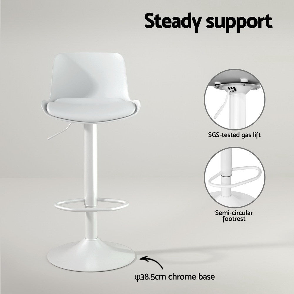 Table & Bar Stools: 4x Artiss Bar Stools Kitchen Swivel Gas Lift Stool Leather Dining Chairs White