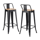 Artiss 2x Bar Stools Kitchen Counter High Chair Dining Stackable Metal Black
