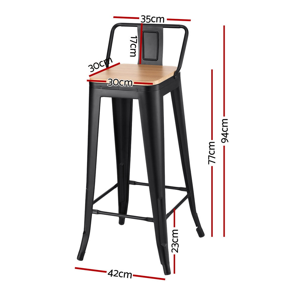 Table & Bar Stools: Artiss 2x Bar Stools Kitchen Counter High Chair Dining Stackable Metal Black