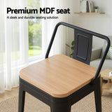 Artiss 2x Bar Stools Kitchen Counter High Chair Dining Stackable Metal Black